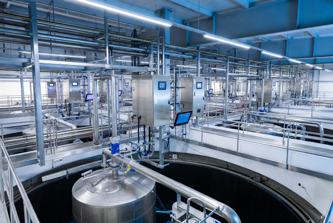 Interior of a semiconductor wastewater treatment facility
